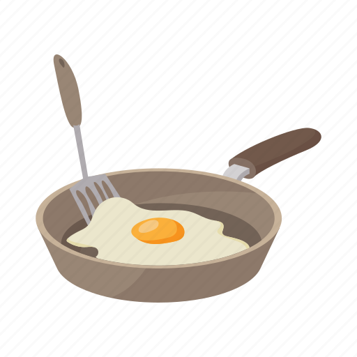 Background, breakfast, cartoon, egg, frying, pan, white icon - Download on Iconfinder