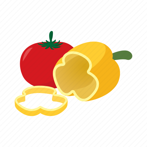 Background, cartoon, fresh, pepper, tomato, vegetable, white icon - Download on Iconfinder
