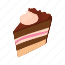 background, cake, cartoon, chocolate, food, slice, white