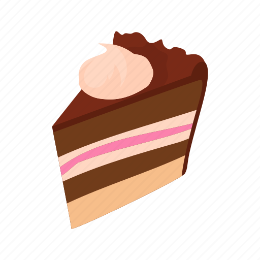Background, cake, cartoon, chocolate, food, slice, white icon - Download on Iconfinder