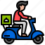 motorbike, shipping, and, delivery, dish, meal 