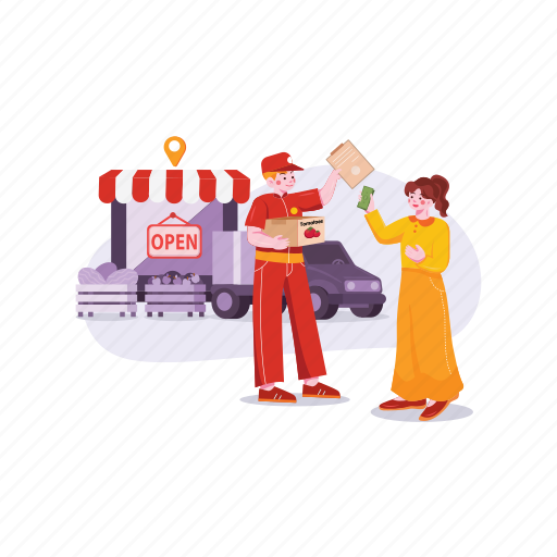 Delivery man, fast food, order, carry, location, package, tracking illustration - Download on Iconfinder