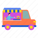 food, truck, burger, boy, transport