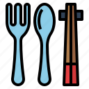 chopsticks, fork, kitchen, spoon, utensils