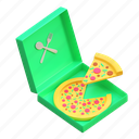 pizza, food, delivery, illustration, 3d cartoon, isolated, fast food, shipping, online shop 