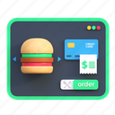 web, food, online, order, delivery, illustration, 3d cartoon, isolated, fast food, shipping, online shop 