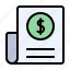 bill, document, dollar, payment, stroke 