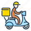 bike, courier, delivery, food, moped, moto 