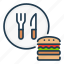 burger, delivery, food, fork, knife, order 