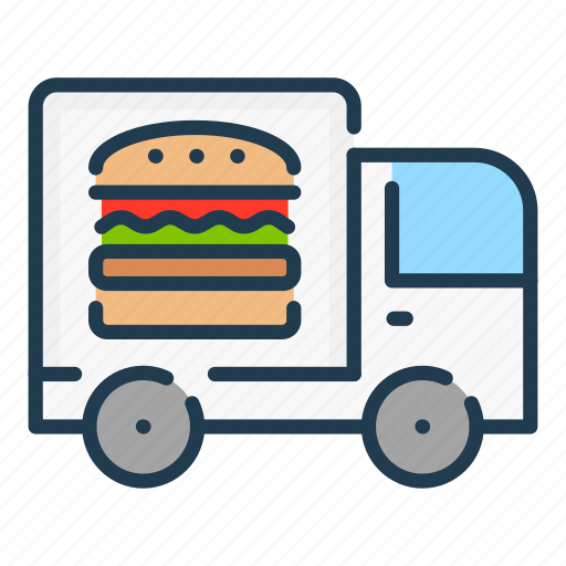 Burger, delivery, food, shipping, truck, van icon - Download on Iconfinder