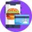 delivery, pay, order, burger, food, credit card 