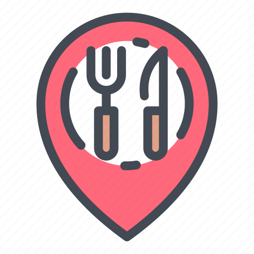 Location, pin, pointer, fork, knife, food, place icon - Download on Iconfinder
