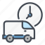 car, van, vehicle, time, clock, schedule, transportation 