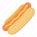 bun, dog, fast, food, hot, mustard, sausage