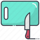 chopping board, cutting board, kitchen tool, kitchen utensil, knife