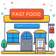 fast food shop, fast food store, marketplace, outlet, commerce 