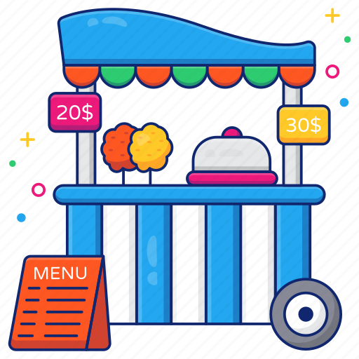 Street cart, food cart, wheelbarrow, food stall, pushcart icon - Download on Iconfinder
