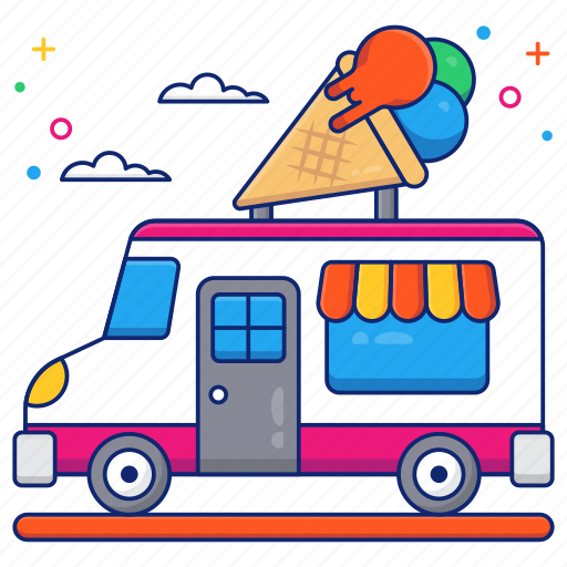 Ice cream truck, ice cream van, ice cream delivery, delivery van, transport icon - Download on Iconfinder