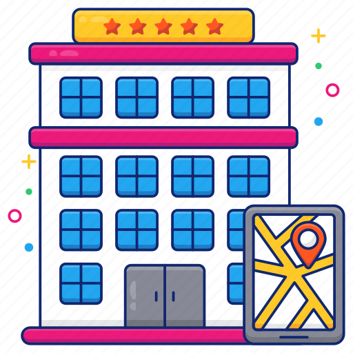 Hotel location, architecture, real estate, property, commercial building icon - Download on Iconfinder