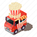 illustration, isometric, logo, machine, popcorn, vector