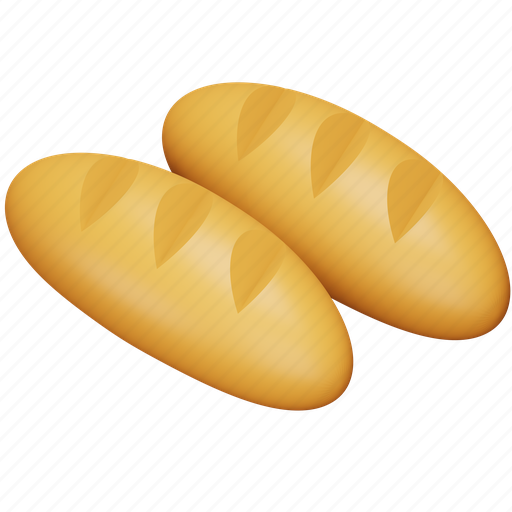 Bread, baguette, food, toast, baking, bakery, loaf 3D illustration - Download on Iconfinder