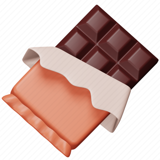 Chocolate, bar, food, cocoa, sweet, yummy, snack 3D illustration - Download on Iconfinder
