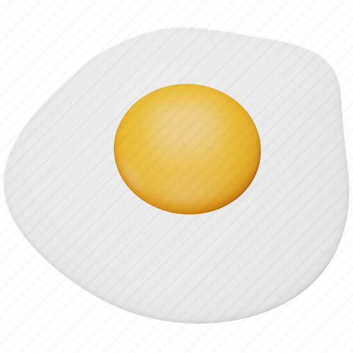 Fried, egg, food, breakfast, cooking, kitchen, meal 3D illustration - Download on Iconfinder