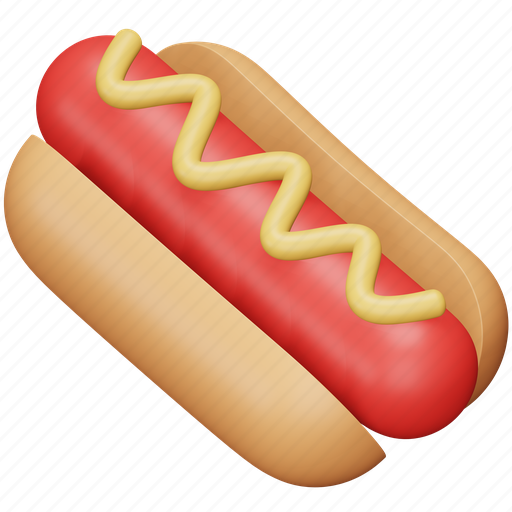 Hotdog, food, bread, breakfast, fast food, restaurant, sausage 3D illustration - Download on Iconfinder