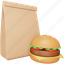 takeaway, food, packet, fast food, burger, delivery, bag 