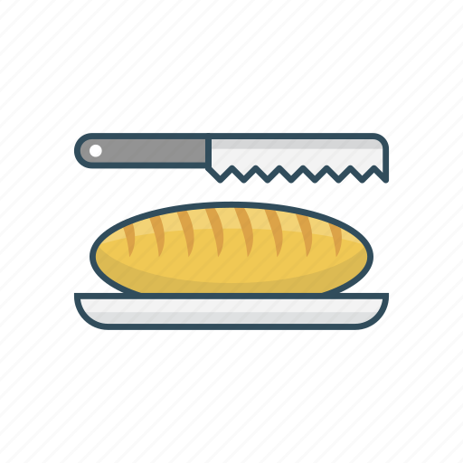 Bread, food, knife, loaf, plate icon - Download on Iconfinder