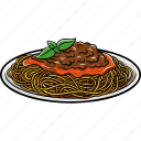 bolognese, cheese, pasta, spaghetti