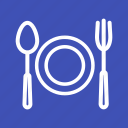 cutlery, eat, food, fork, meal, plate, spoon 