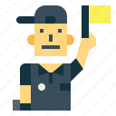 linesman, flag, man, referee, umpire