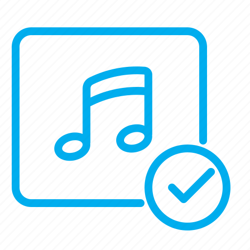 Added, music, checkmark, tick, playlist, done, audio icon - Download on Iconfinder