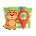 fox, map, location, place