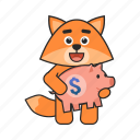 fox, piggy, bank, savings