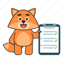 fox, clipboard, checklist