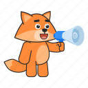 fox, loudspeaker, message, announcement