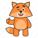 fox, wink, cute, thumbs up