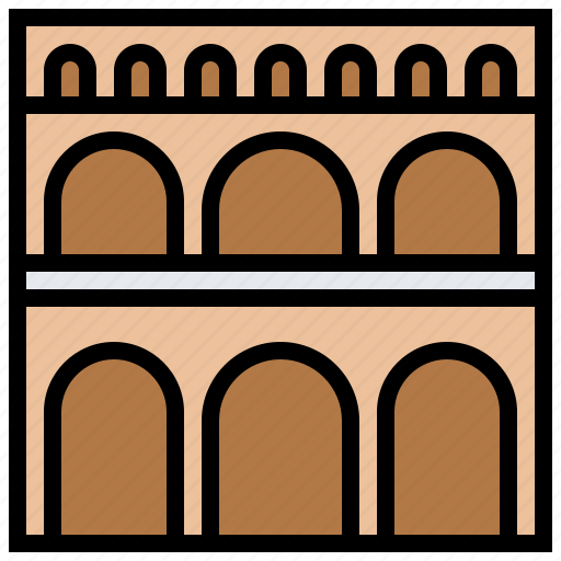 Aqueduct, du, gard, pont, roman icon - Download on Iconfinder