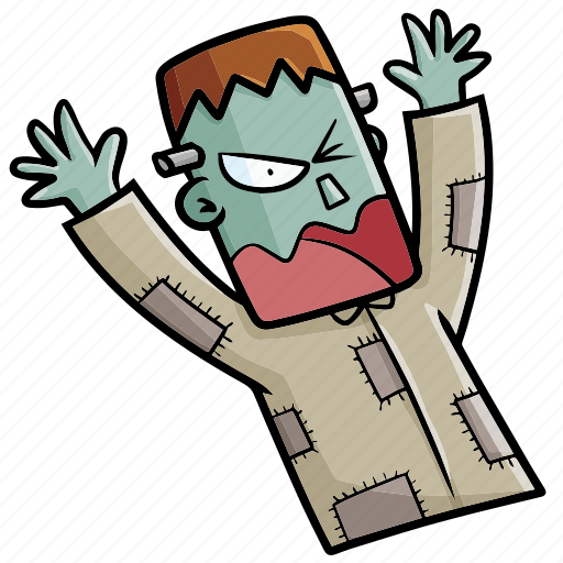 Frankenstein, funny, surprised, cartoon, horror, halloween, spooky icon - Download on Iconfinder