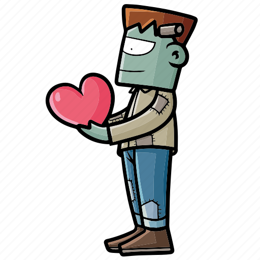 Frankenstein, heart, love, cartoon, funny, velentine, character icon - Download on Iconfinder