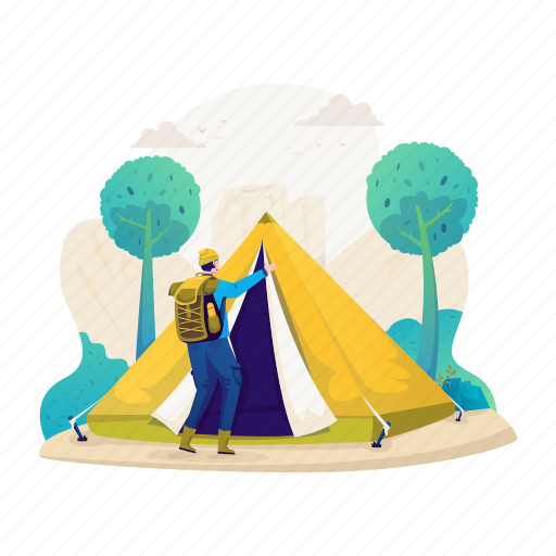 Camping, summer, tent, holiday, vacation, outdoor, nature illustration - Download on Iconfinder