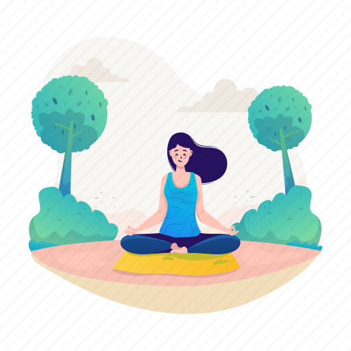 Yoga, meditation, workout, nature, fitness, leisure, relaxation illustration - Download on Iconfinder