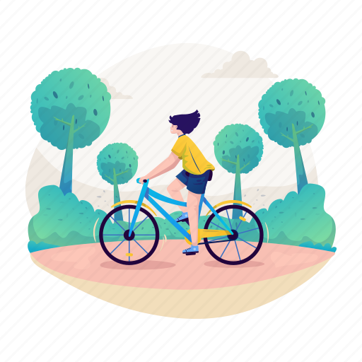 Ride, bycicle, nature, park, enjoy, leisure, activity illustration - Download on Iconfinder