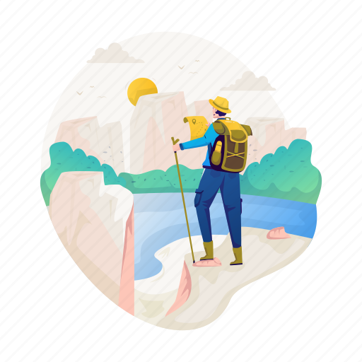 Exploration, hobbies, illustration, adventure, hiking, vacation, nature illustration - Download on Iconfinder