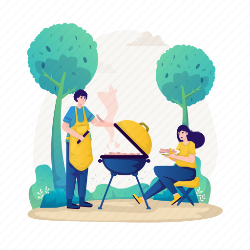Barbecue, bbq, barbeque, cooking, meat, sausage, food illustration - Download on Iconfinder