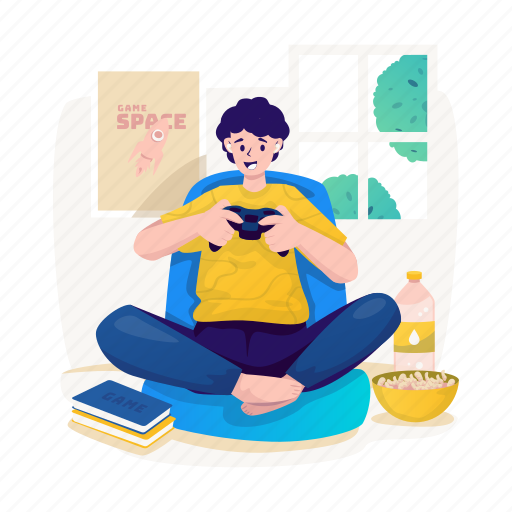 Boy, video game, online, gamer, hobby, leisure, fun illustration - Download on Iconfinder