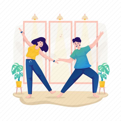 Dancing, couple, indoor, workout, fitness, activity, leisure illustration - Download on Iconfinder
