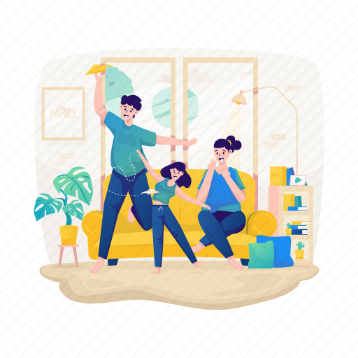Family, happy, child, play, fun, leisure, game illustration - Download on Iconfinder